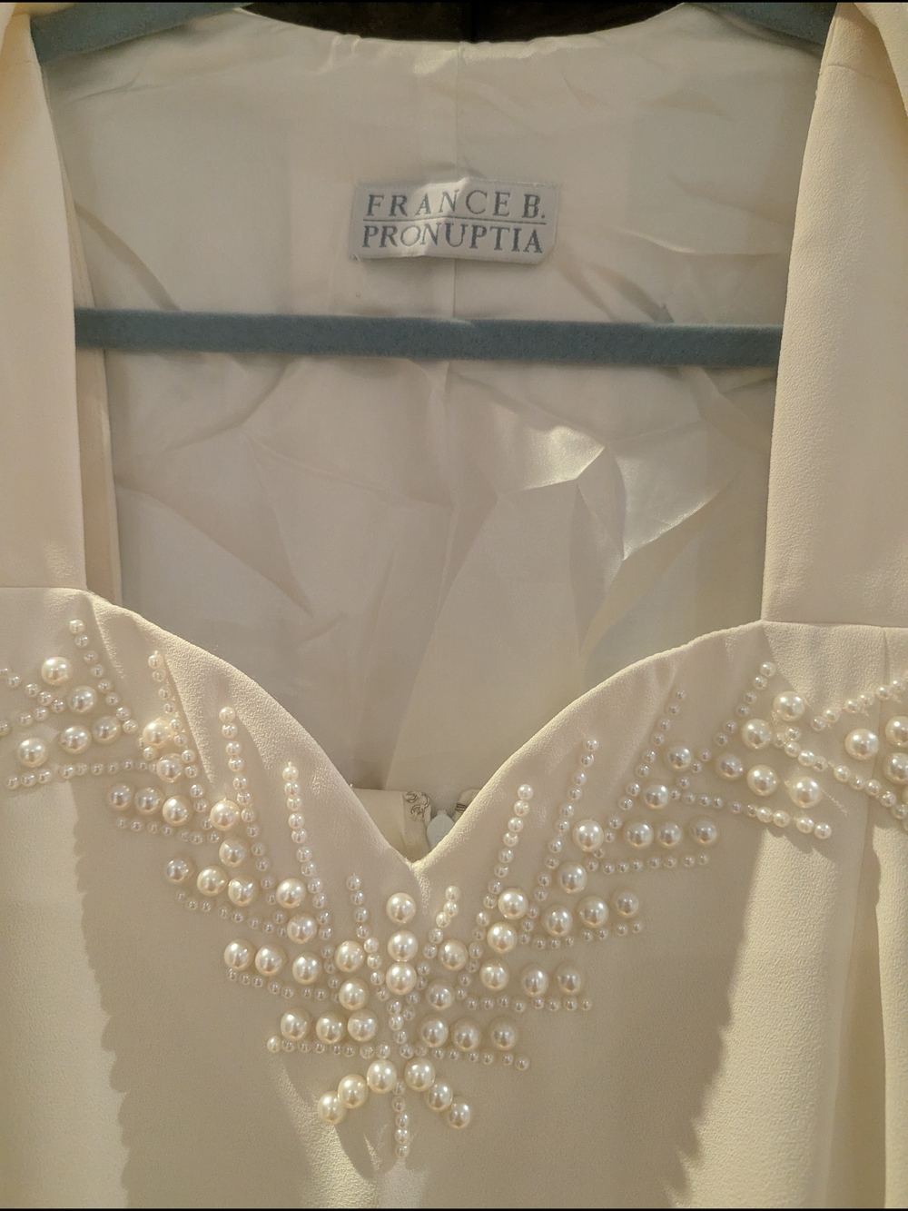 Cream Pearl-Embellished Women's Dress